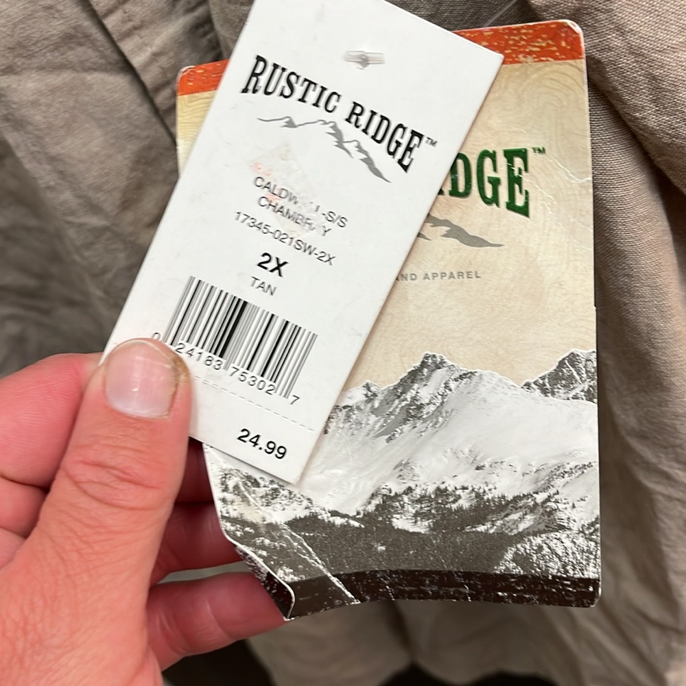 XXL Rustic Ridge Tan Button-Up Shirt - Picture 5 of 6